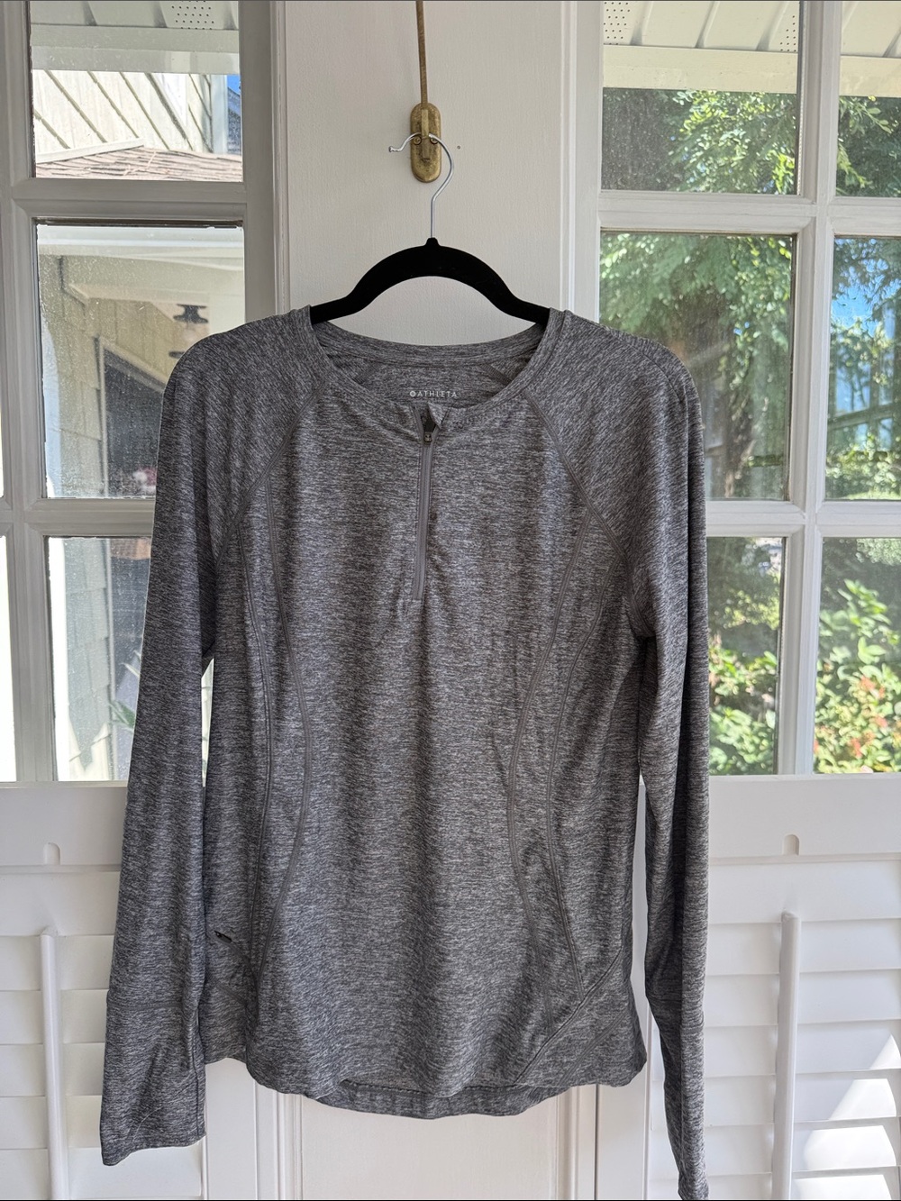 Athleta Gray Heather Long-Sleeve Quarter Zip Pullover Women’s Medium